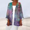 Women's Casual Fashion Caot Retro Printed Lightweight Medium Length Jacket Cardigan