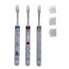 Children's Toothbrush (with Caps) Set of 3 for Girls, Apple, ABC Bear, and Flower Ribbon Patterns
