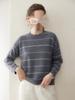 New Arrival Cashmere Striped Knit Women's Sweater – Loose Slimming Pullover for Autumn and Winter
