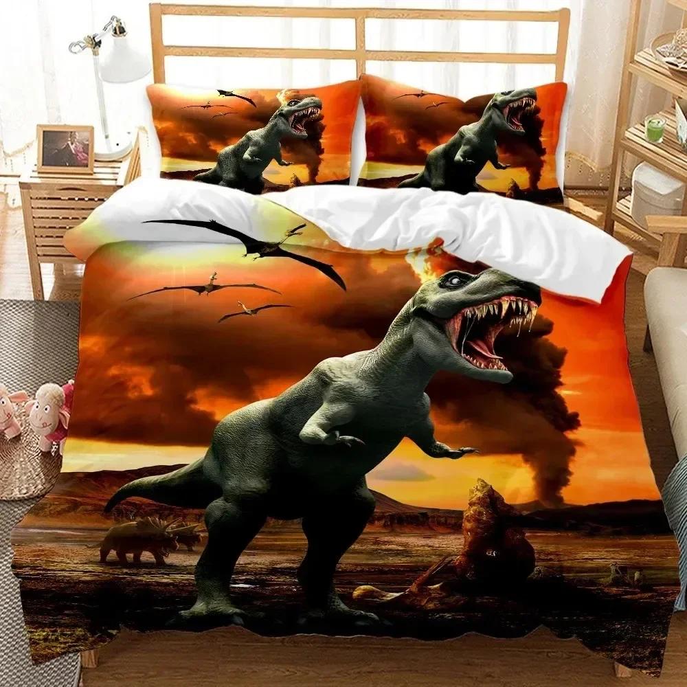 3D Print Dinosaur Jurassic Age Tyrannosaurus Rex Comfortable Duvet Quilt Cover Pillowcase Bedding Set Decoration Home Textile