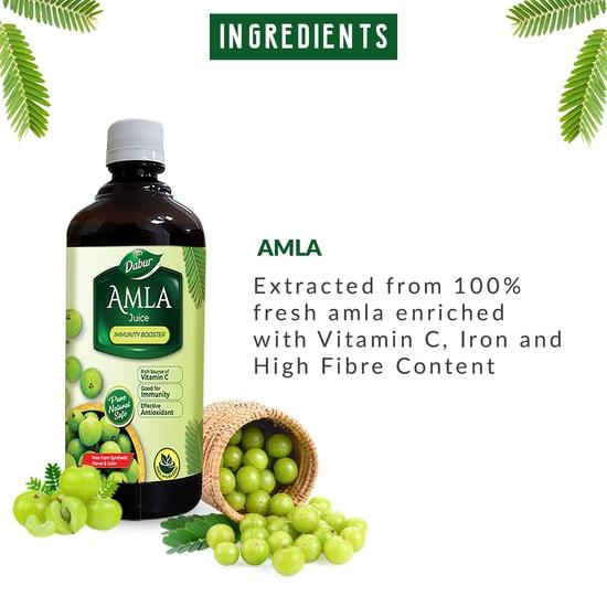 Dabur Amla Juice -1L | Rich Source of Vitamin C | Effective Antioxidants for Immunity boosting | Pure, Natural and 100% Ayurvedic Juice