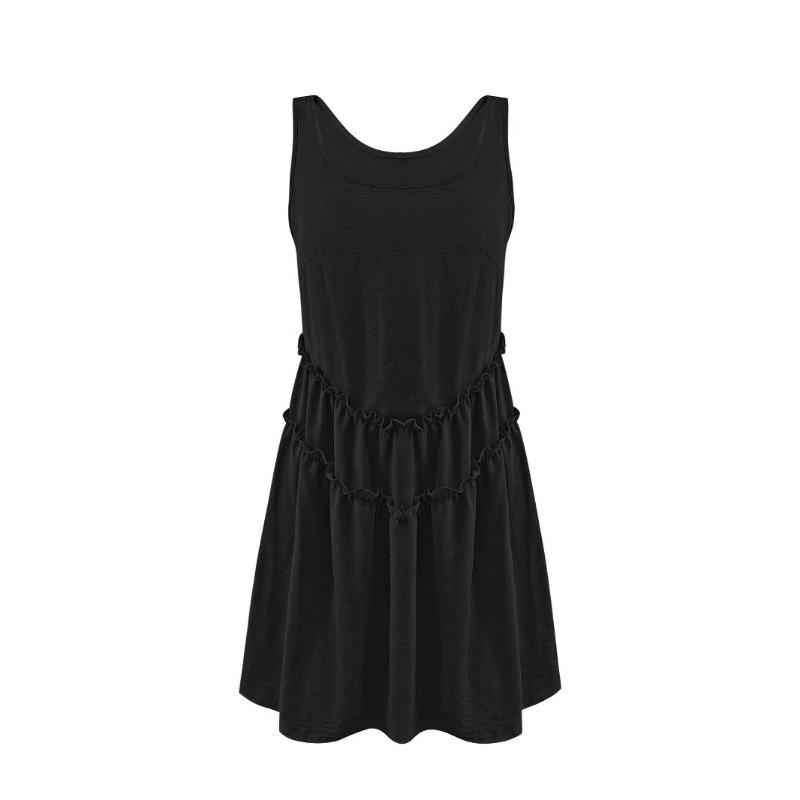 Кружевное платье без рукавов, милое и прозрачное однотонное пляжное платье-майка на лето