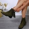 Винтажные ковбойские сапоги с бахромой, женские, из искусственной замши, на каблуках Suqare, ботильоны, женские, осенние, теплые, на среднем каблуке, короткие, Botas De Mujer