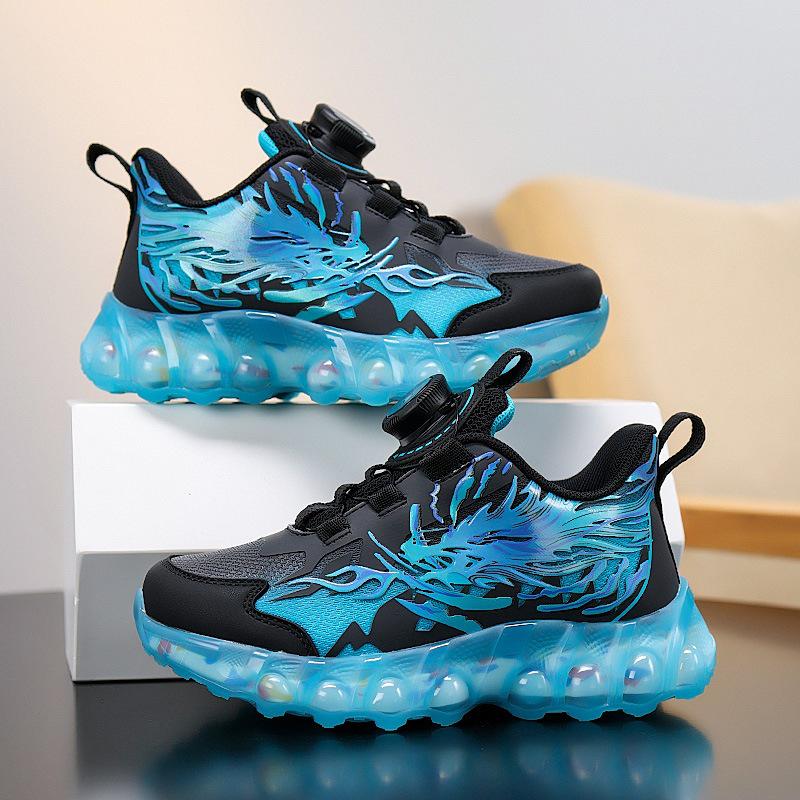 Дышащие спортивные кроссовки для мальчиков Осень 2025 с вращающейся пряжкой для бега