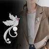High -End Crystal Phoenix Bird Brooches For Women Men Rhinestones Pearl Collar Pins Suit Coat Badge Jewelry Gifts