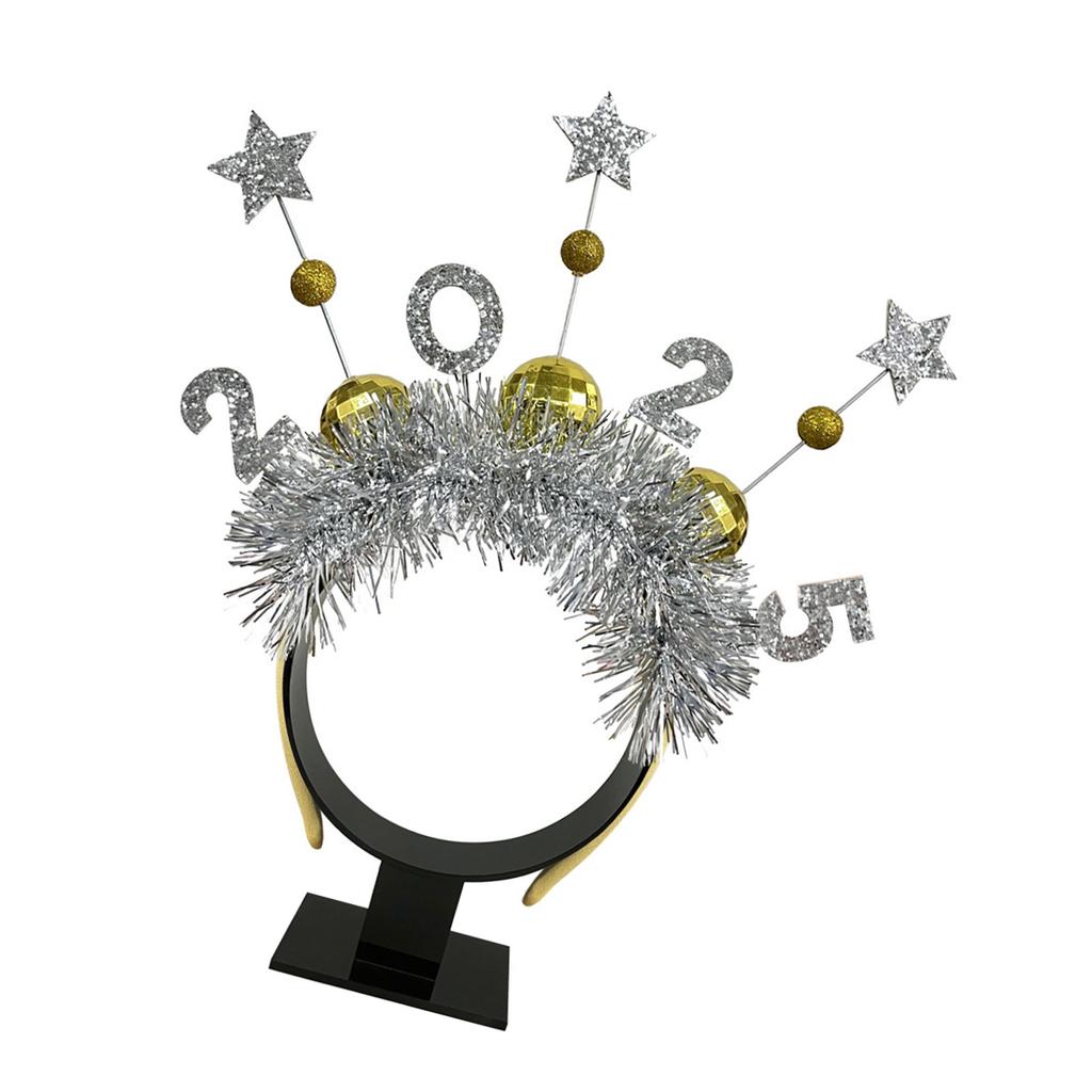 2025 New Year Eve Headband Glittering Garland Hairband Christmas Party Hairhoop Holiday Hairhoop for Festival Gathering