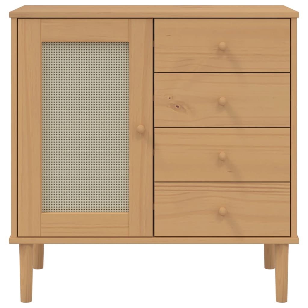 SENJA Sideboard Rattan Style Brown 80 x 40 x 80 cm Pine Wood