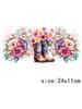 LETOP 1PCS Colorful Flower Cowboy Boot Moon Hat Tumblers Waterproof UV for DTF Cup Wrap Transfers  Transfer Printing
