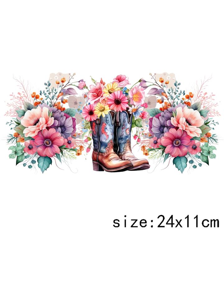 LETOP 1PCS Colorful Flower Cowboy Boot Moon Hat Tumblers Waterproof UV for DTF Cup Wrap Transfers Transfer Printing
