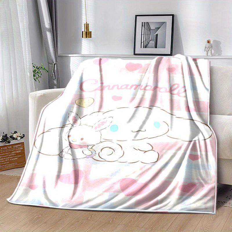 1pc, Sanrio Cinnamoroll Home Decor Flannel Blanket: Perfect Gift for Bedroom, Living Room, Travel, Camping, Car, Beach, Office Naps. Ideal Sofa Blanke