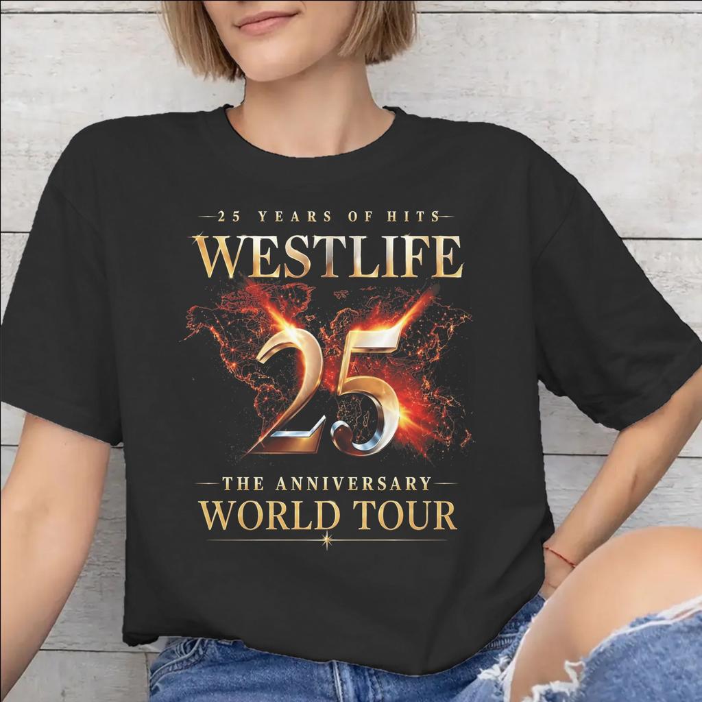 Футболка Westlife 25th Anniversary Tour 2026 для женщин с графическим принтом 100% хлопок
