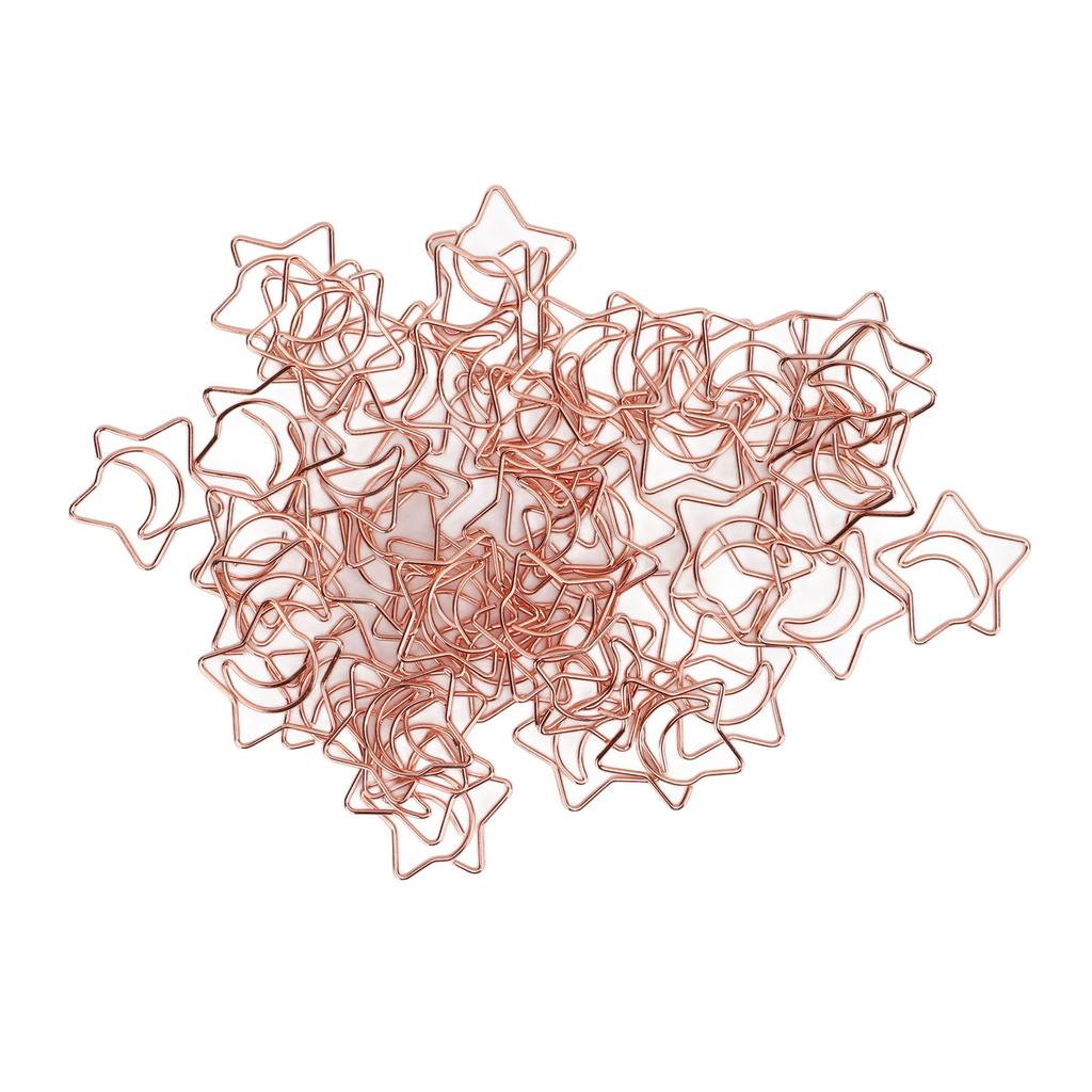 50Pcs Pentagram Paperclips Electroplating Process Fadeless Cute Shaped Mini Gold Paper Clips Fo