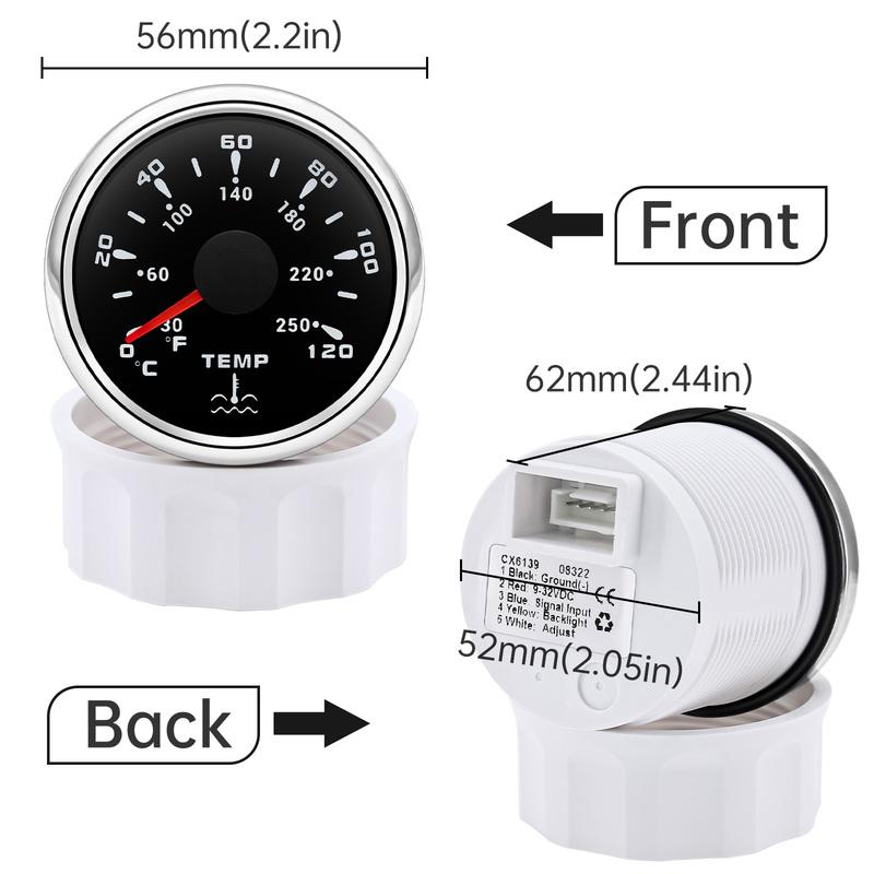 7 Colors Backlight Water Temp Gauge Fuel/Water Level Gauge Oil Press 52mm Gauge For Marine Boat Car Truck Auto Parts 12V 24V