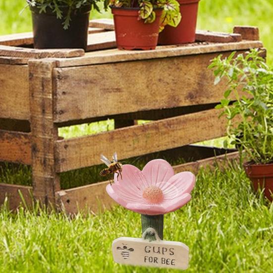 Безопасная мелкая миска для питья, безопасная для пчел, в форме цветка, керамическая поилка для пчел, легкая чистка, декор для сада на открытом воздухе