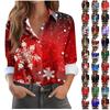 Women's Shirt Blouse Christmas Print Button Long Sleeve Casual Basic Shirt Collar Regular Top