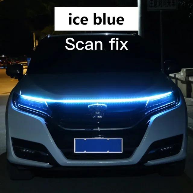 Светодиодные дневные ходовые огни, сканирование, запуск капота автомобиля, декоративные фонари DRL, направляющая для капота двигателя, декоративная лампа окружающего освещения 12 В