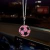 1x Bling Rhinestone Football Car Pendant, Crystal Soccer Rearview Mirror Hanging Ornament,6 Colors
