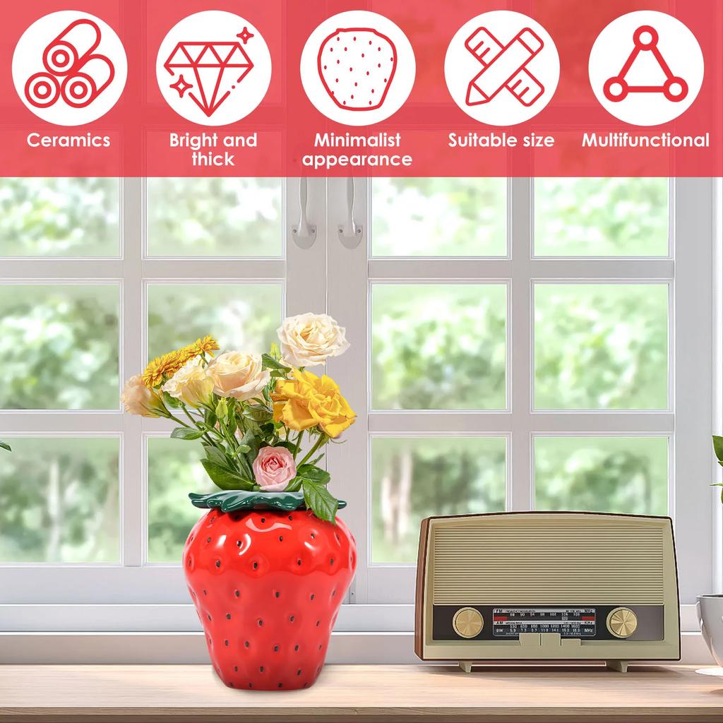 Клубничная ваза в винтажном стиле, клубничная ваза для цветов, керамический декоративный плантатор в форме клубники для дома, офиса, кухни