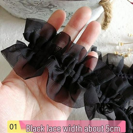 Черная кружевная органза для самостоятельного изготовления одежды и аксессуаров - украшение горловины и подола юбки