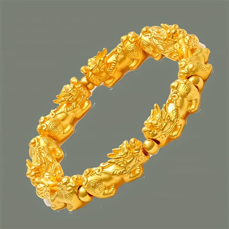 Металлический браслет для папы или друзей и модный крутой браслет Пиксю Стильный 1 шт. Золотой сплав в качестве подарка на день рождения для мужчин и эластичные аксессуары