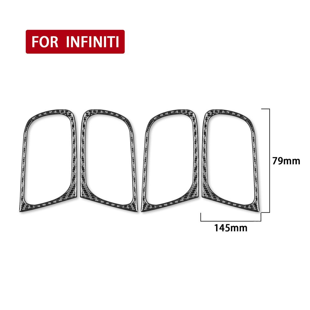 4x Carbon Fiber Interior Door Handle Cover Trim Frame For Infiniti G37 2007-2013
