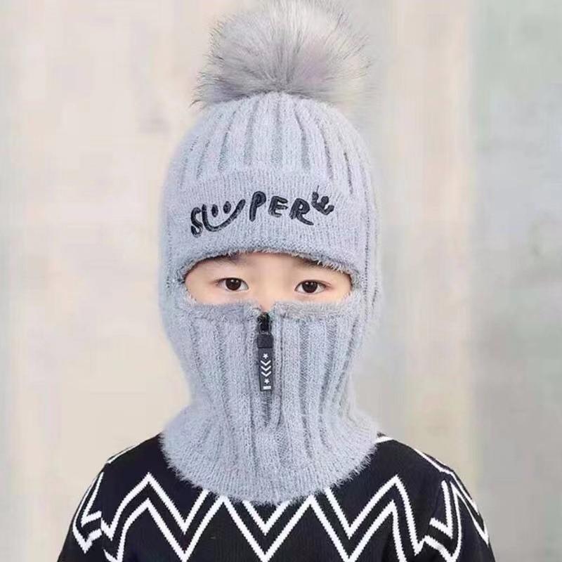 Вязаная шапка, шарф, Балаклава, детская теплая зимняя шапочка с черепами