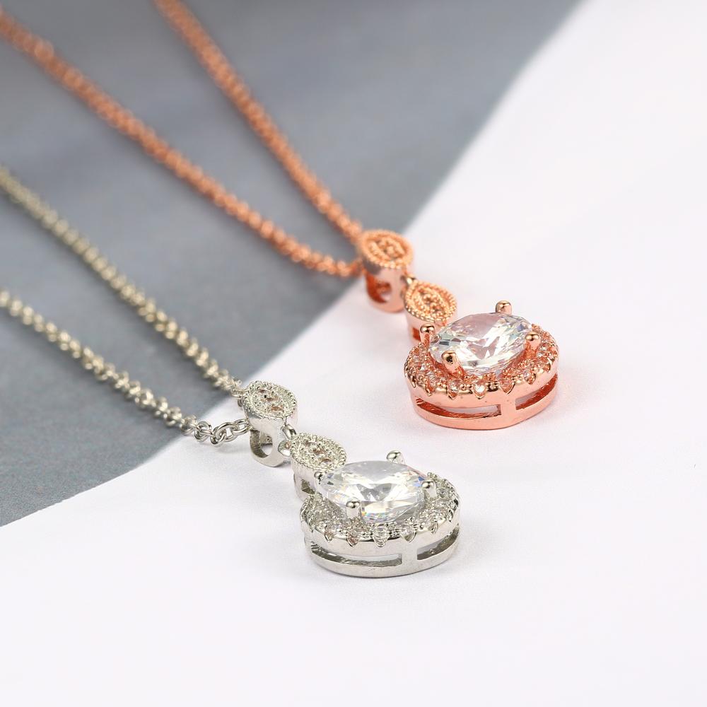ZHOUYANG Fashion Crystal Pendant Neck Chain For Women Cubic Zirconia Rose Gold Color Necklace Jewelry Top Quality Gifts N428