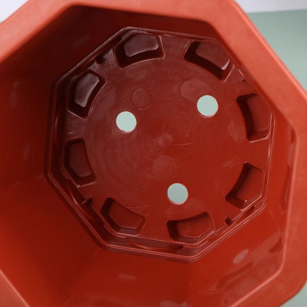 Modern Plastic Flower Pots Octangle with Tray Balcony Plant Pot Plant Growth Container Home Garden Decoration