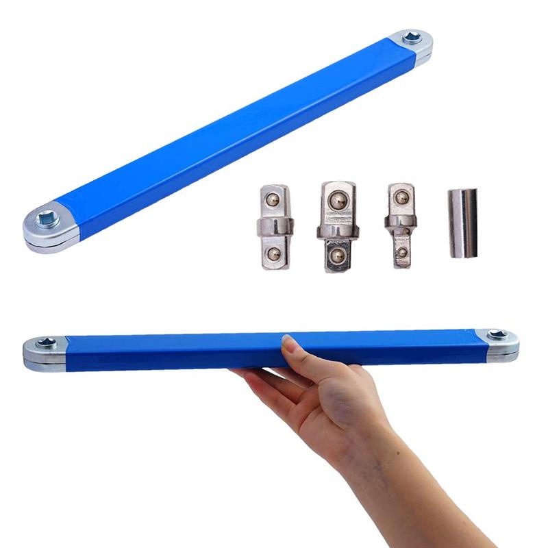 Offset Extension Wrench Impact Socket Ratchet Extension Tool with 1/4inch 3/8inch 1/2inch Drive Adapters Universal