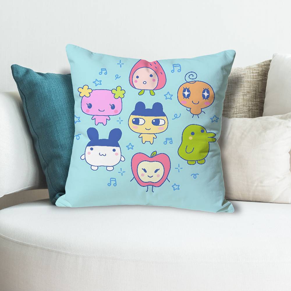 TTamagotchi Cute MMametchi Anime Celebrity Merchandise AllMatch Printed Pillow Case Sofa Car Office Room Decoration Protector
