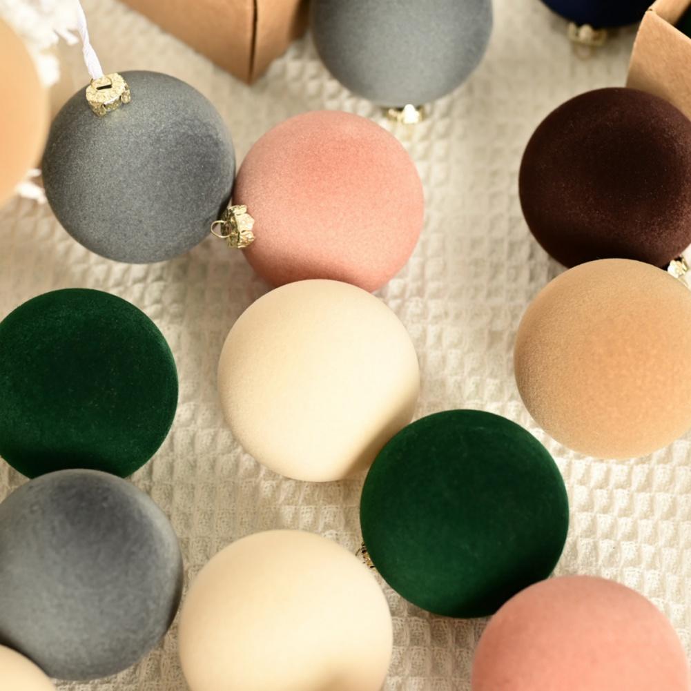 12 шт./кор. Флокированные елочные шары, украшения для рождественской елки, подвесные шары, плюшевые шары, коробка для рождественских праздничных декораций 6 см