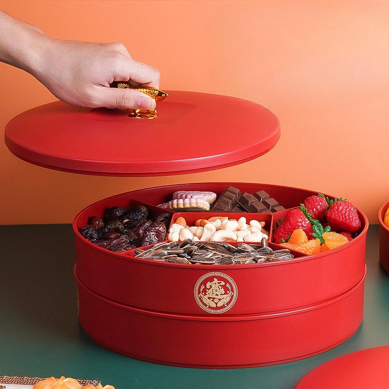 Креативная новогодняя коробка для конфет, легкая роскошная бытовая коробка для хранения сухофруктов, свадебная праздничная многосеточная тарелка для орехов