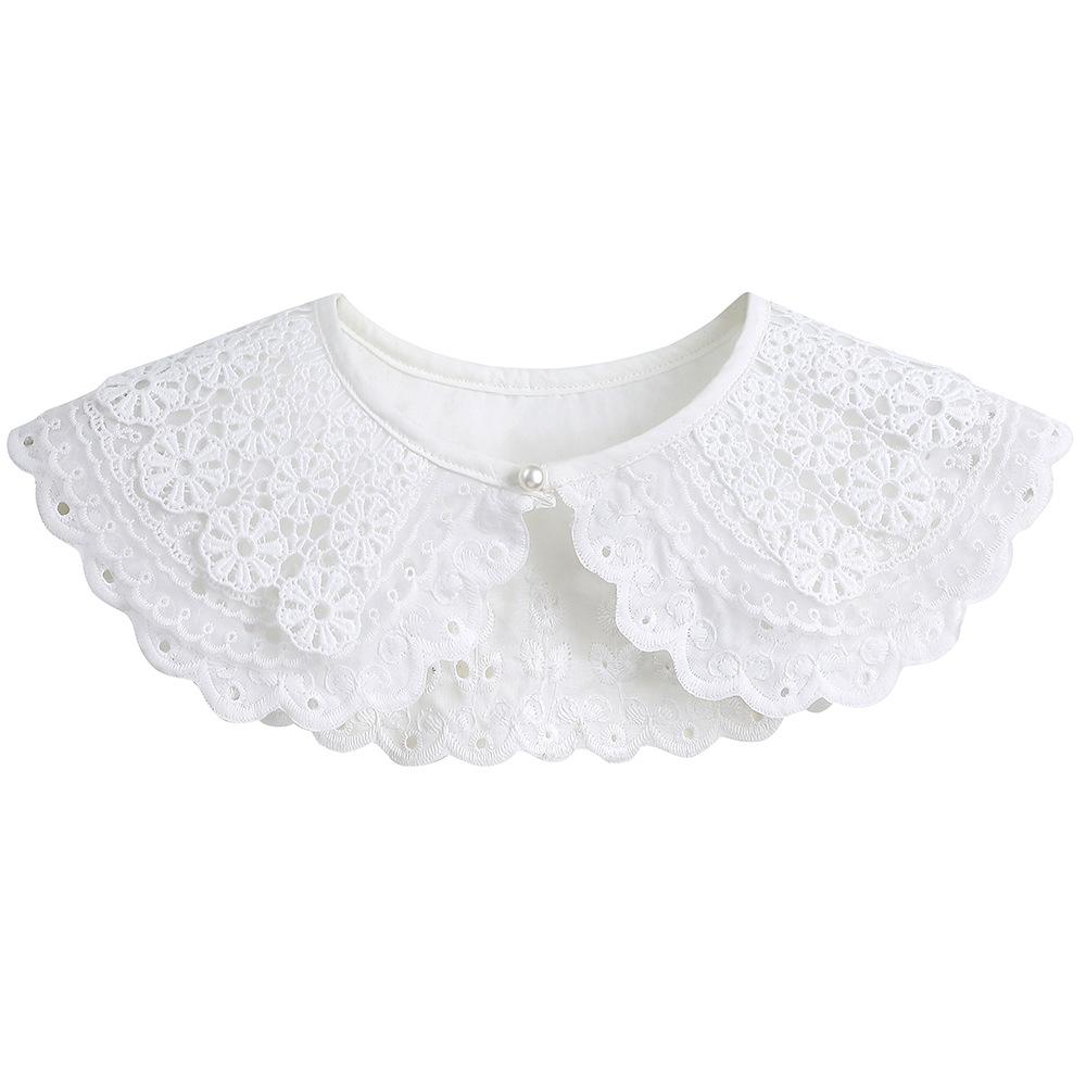Women Lace Floral Embroidered Fake Collar Shawl Half-shirt Blouse Bowknots Detachable Fake Collars Faux Collar Dropship