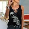 Новая модная женская футболка с v-образным вырезом, черепом и цветочным принтом, готические топы, большие размеры