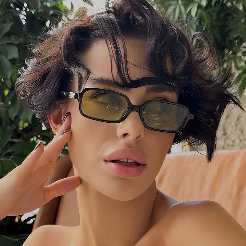 Новые женские винтажные прямоугольные солнцезащитные очки Модные мужские дизайнерские солнцезащитные очки Маленькая оправа Квадратные очки Защита от УФ-излучения Очки