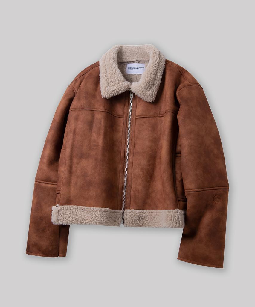 Куртка Place Studio Vintage Washed Minimal из замши и овчины_3 цвета