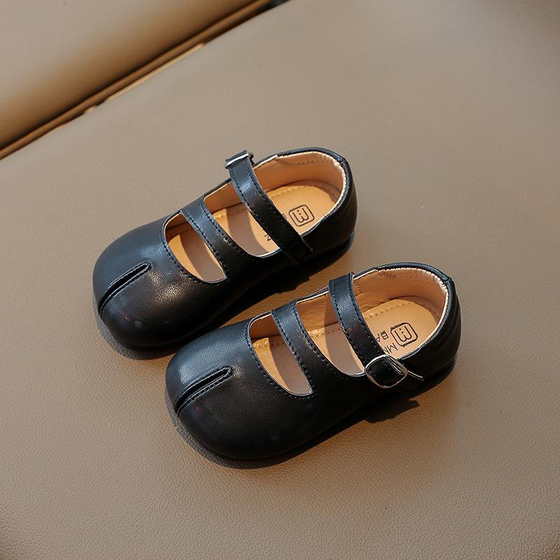 Korean Style Princess Casual Shoes Spring Autumn Soft Hook & Loop Girls Flats Boys Simple Kids Shoes 2024 New Simple Solid Color