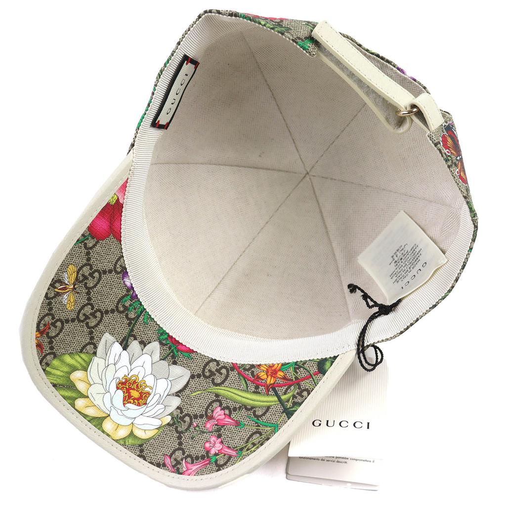 Pristine GUCCI cap GG Supreme Flora floral baseball cap Beige multicolor 603986 Used