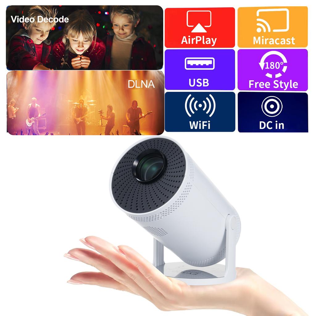 Портативный проектор 720P Домашний кинотеатр 2.4G WiFi Беспроводной дисплей Зеркальное отображение экрана Переворот на 180 градусов