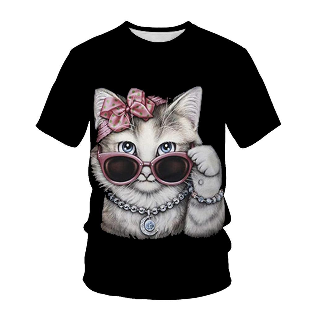 Летняя мужская футболка с 3D животным принтом, футболки с узором «ленивый кот», свободные топы с круглым вырезом и короткими рукавами для мужчин