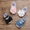 Хлопковая обувь для маленьких девочек, весна-лето, милая повседневная обувь с бантом и мягкой подошвой, нескользящая обувь для малышей, повседневная обувь