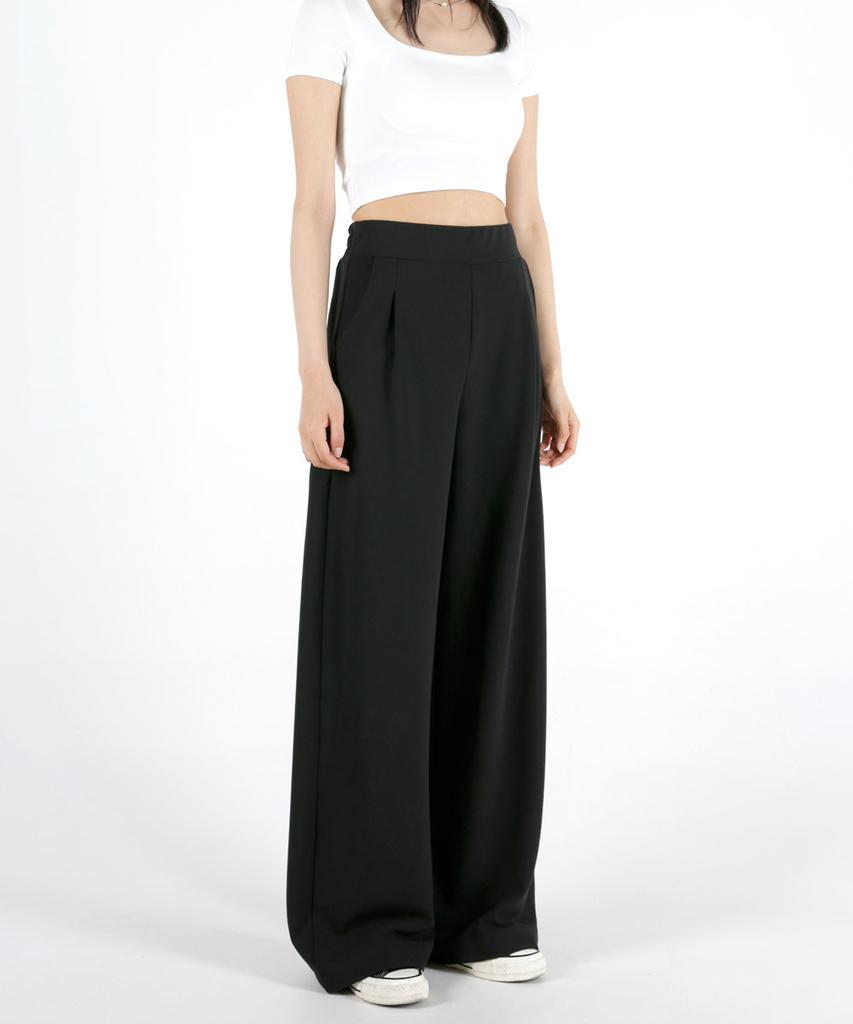 UMM Women'S Back Elastic Single-Pleat Wide Spandex Pants 2 Colors