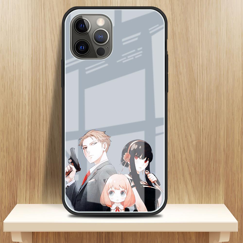 Чехол из закаленного стекла для Apple iPhone 13 12 Mini 11 Pro XS Max SE 2020 XR 7 8 Plus X 6 6S задняя крышка телефона SPY FAMILY Anime Funda