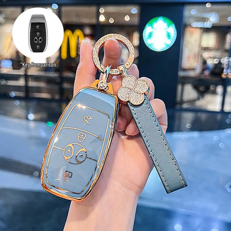 BAIC EX3 Electric Vehicle Key Fob Protective Case with Buckle Bag - Full Coverage for R600 Model