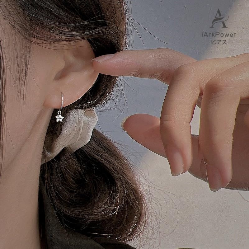 IArkPower серьги-кольца Оставьте его на женские серьги-кольца для второго пирсинга из серебра 925 пробы Совместимо с аллергией на металлы Покрыто платиной оба уха мило