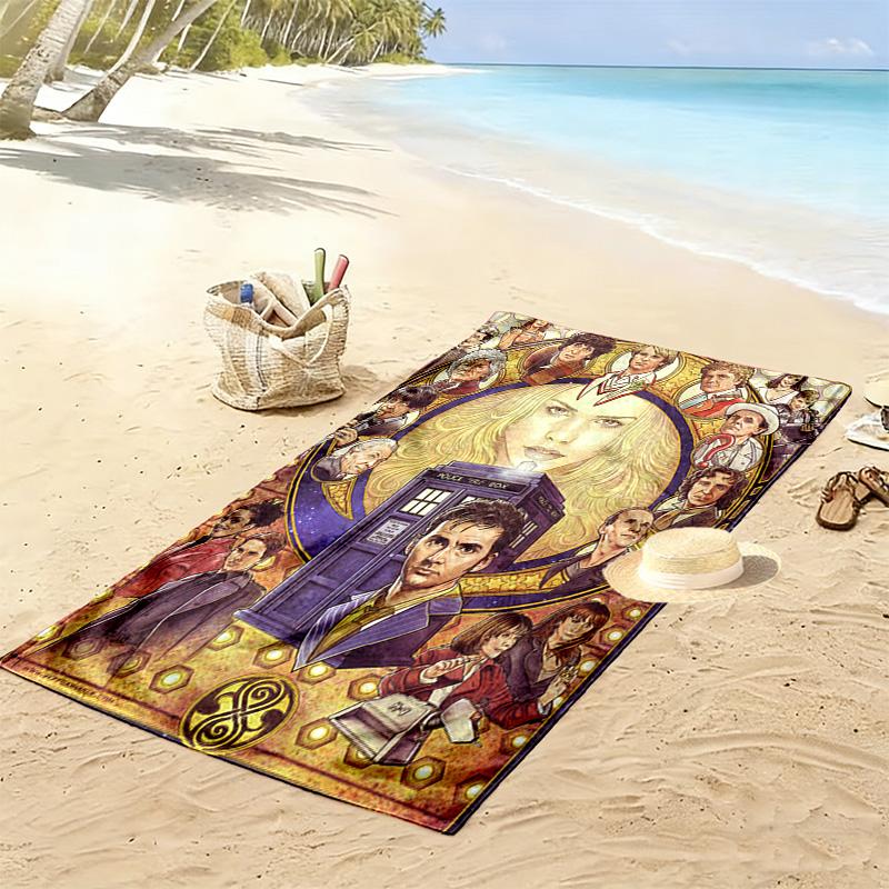 Doctor Who Print Beach Towel, Large Soft Quick Dry Towel for Beach Camping Swimming