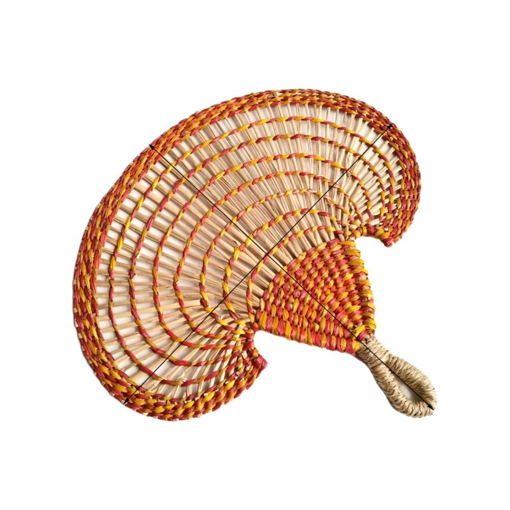Gift Colorful Hand-woven Straw Fan Bohemian Anti-Mosquito Decorative Handmade Fan Portable Vintage Cattail Fan Beach