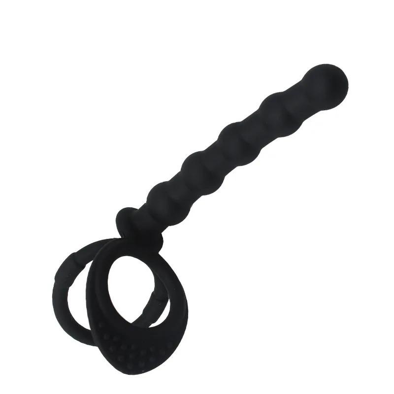 Силиконовая простатическая анальная пробка Женская мастурбация Вытягивающиеся бусины в заднем дворе Игрушки для взрослых Замедленная эякуляция Анальная дилатация Секс