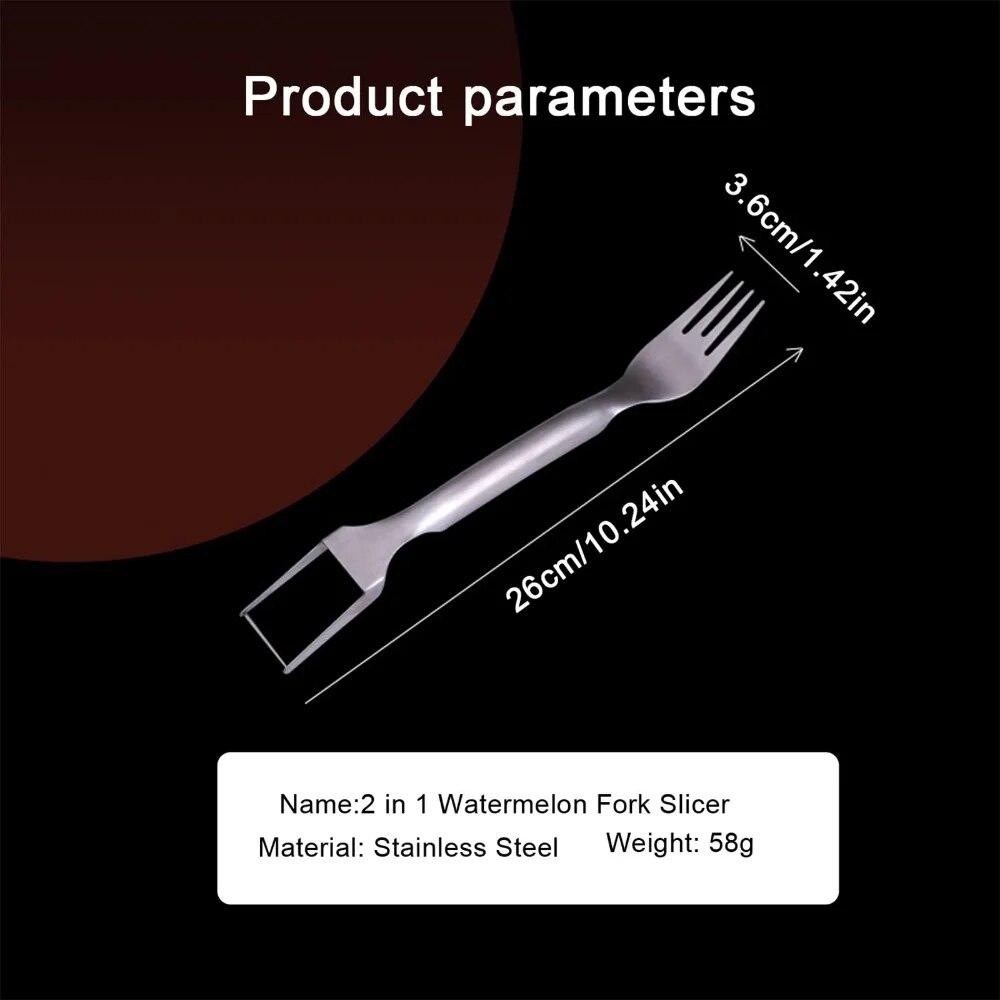 2-in-1 Watermelon Fork, Watermelon Slicer Cutter, Stainless Steel Fruit Cutter Carving Tool for Home Party Camping Fruit Knife