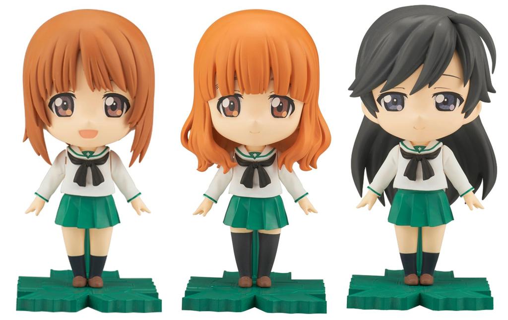 Puchi Rise Girls & Panzer Miho, Saori, Hana Set, Color-Coded Plastic Model